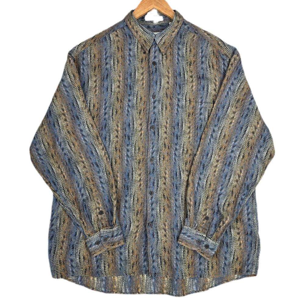 JHANE BARNES MEN'S WOVEN‑IN‑JAPAN STRIPE BUTTON‑UP SHIRT – SIZE LARGE